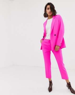 pink trouser suit