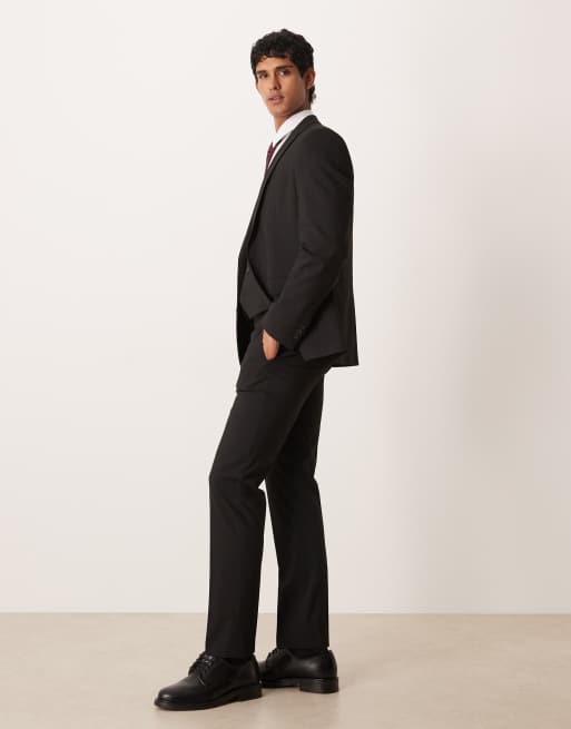 Czarne spodnie garniturowe o dopasowanym kroju marki ASOS DESIGN, 3 z 5