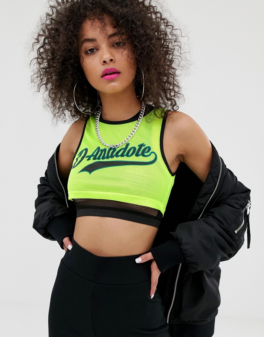 D-Antidote cropped top with logo in neon-Green