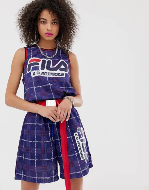 D-Antidote x Fila - Débardeur avec logo et short à carreaux (ensemble), 2 de 3