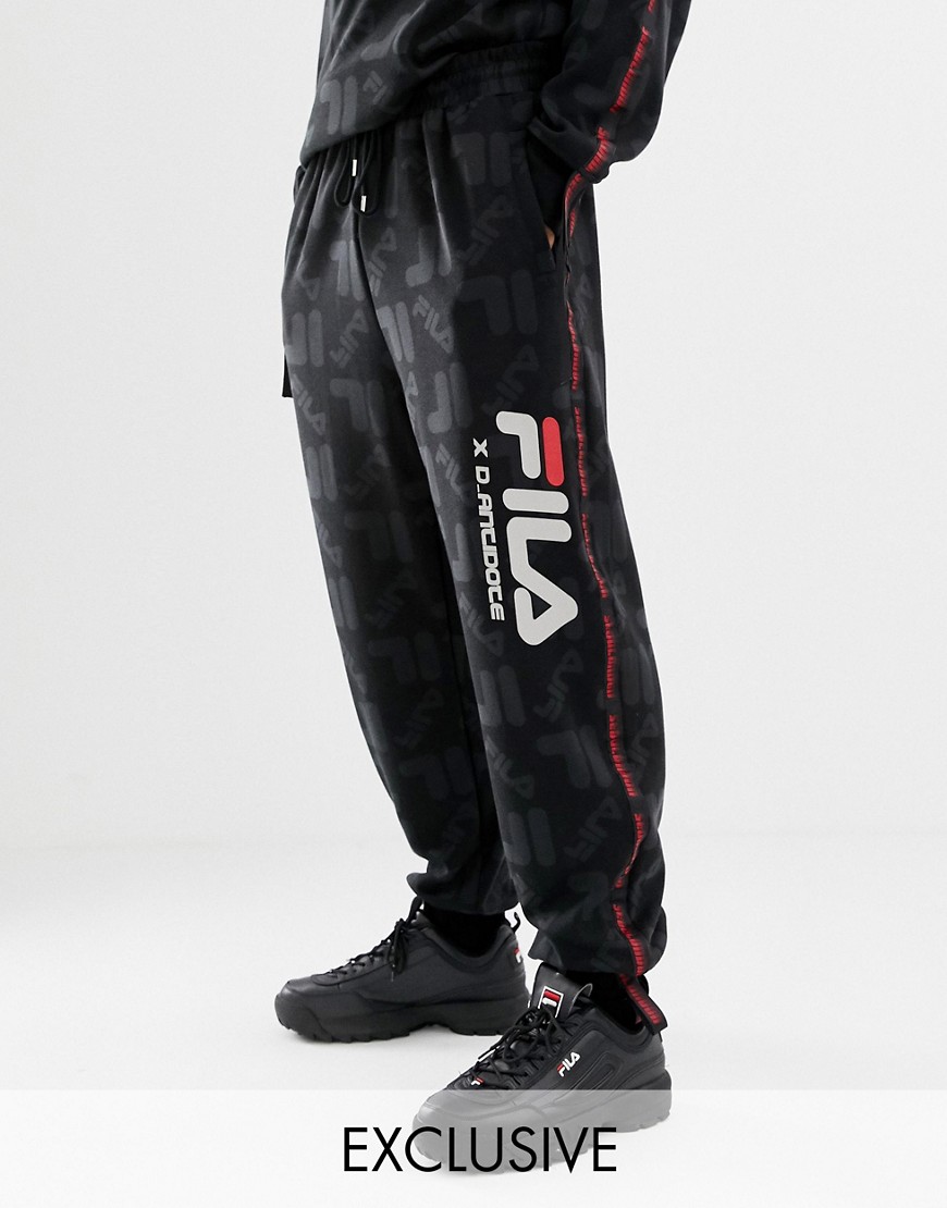 D-Antidote x Fila joggers with repeat logo pattern-Black