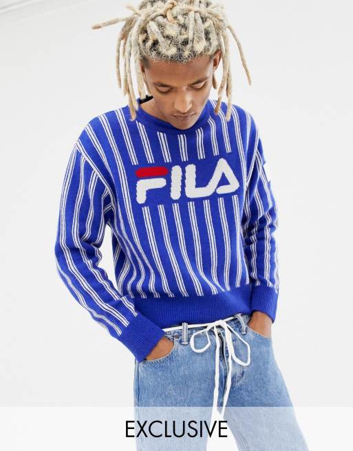 Fila stripe shop crew sweatshirt