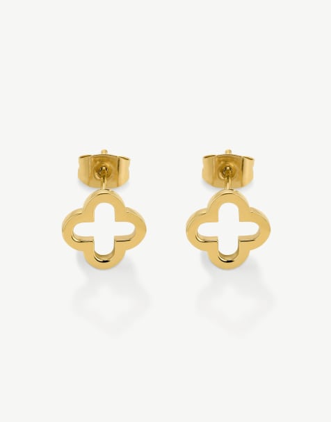 D. Louise Classic clover studs in gold - view 1