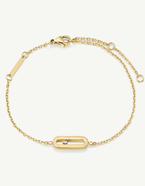 D. LOUISE Elipse bracelet with stone in gold - view 1