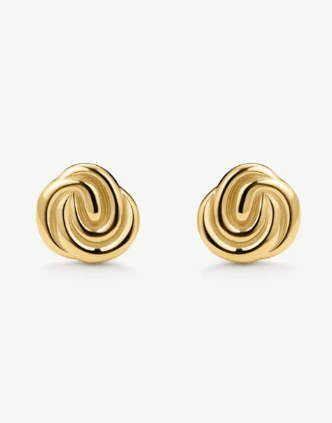 D. LOUISE Knot statement studs in gold - view 1