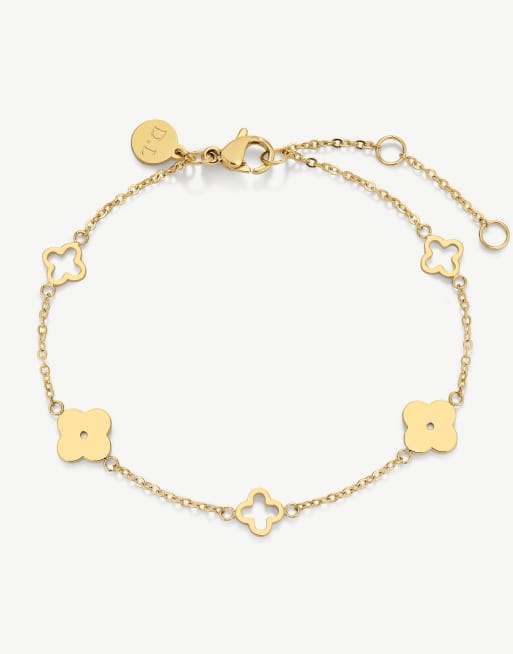 D. LOUISE Multi  clover waterproof bracelet in gold 