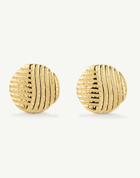 D. LOUISE Textured coin earrings in gold - view 1
