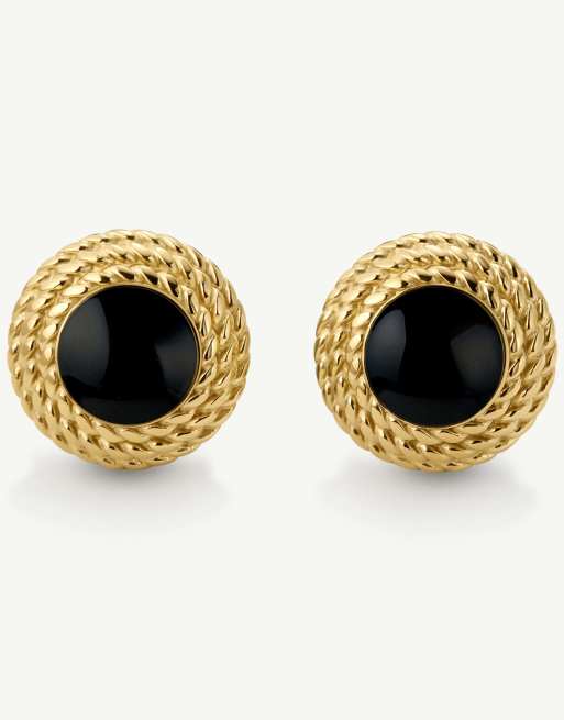 D. LOUISE Vintage black gloss earrings in gold