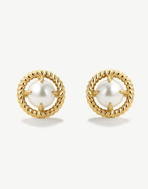 D. LOUISE Vintage pearl bold studs in gold - view 1