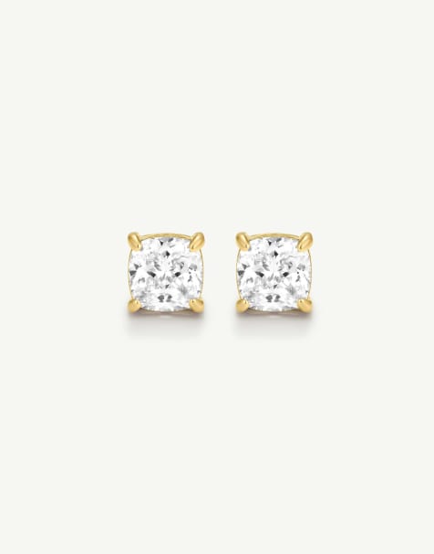 D. LOUISE Waterproof asscher cut solitaire earrings 1.3 ct – tarnish-free in gold - view 1
