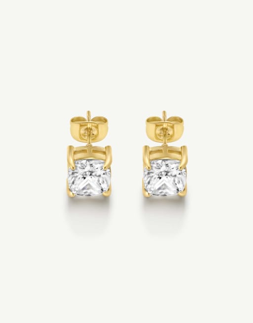 D. LOUISE Waterproof asscher cut solitaire earrings 1.3 ct – tarnish-free in gold, 2 of 5