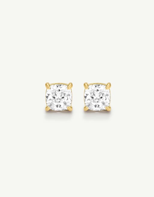 D. LOUISE Waterproof asscher cut solitaire earrings 1.3 ct – tarnish-free in gold, 5 of 5