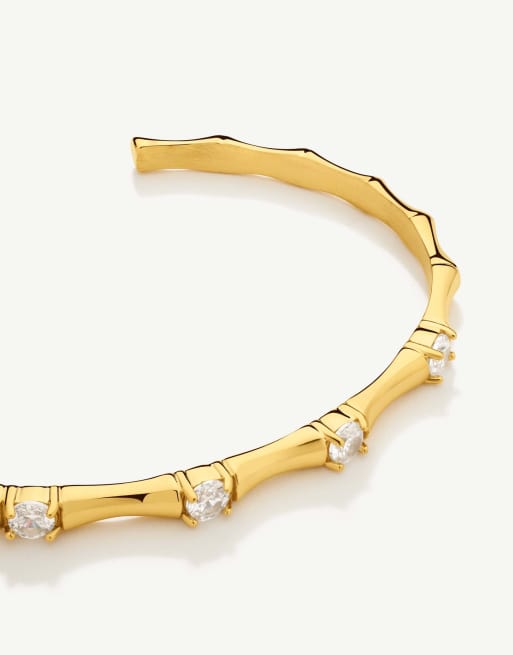D. LOUISE Waterproof bamboo bangle with stones – tarnish-free in gold, 2 of 4