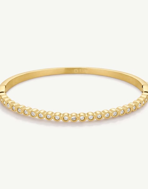 D. LOUISE Waterproof bezel bangle – tarnish-free in gold - view 1
