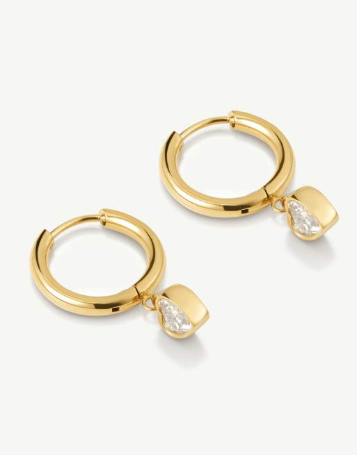D. LOUISE Waterproof bezel heart huggie earrings – tarnish-free in gold, 2 of 5