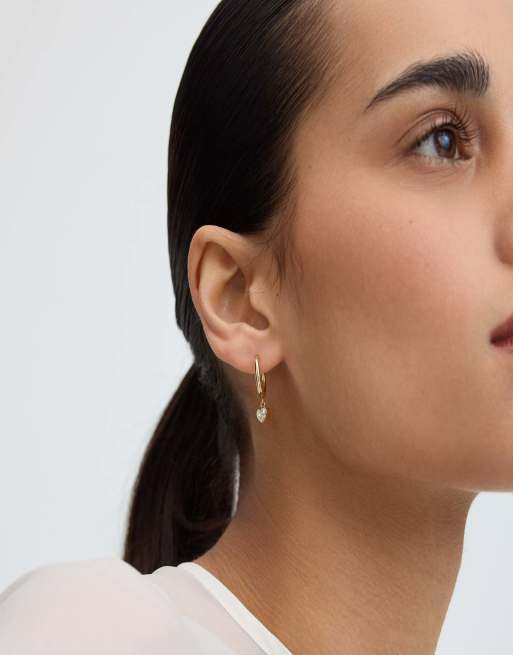 D. LOUISE Waterproof bezel heart huggie earrings – tarnish-free in gold, 3 of 5