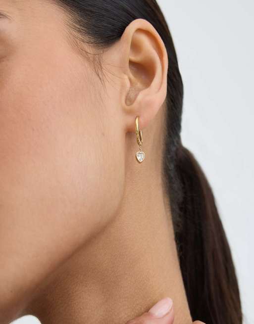 D. LOUISE Waterproof bezel heart huggie earrings – tarnish-free in gold, 4 of 5
