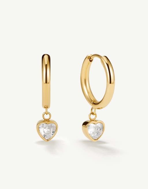 D. LOUISE Waterproof bezel heart huggie earrings – tarnish-free in gold, 5 of 5