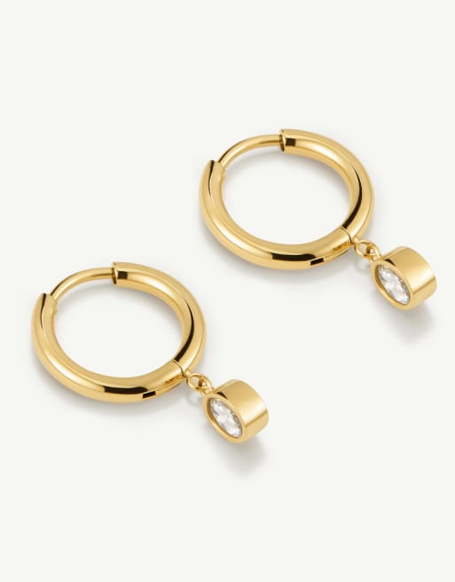 D. LOUISE Waterproof bezel oval huggie earrings – tarnish-free in gold, 2 of 5