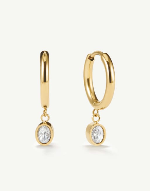 D. LOUISE Waterproof bezel oval huggie earrings – tarnish-free in gold, 5 of 5