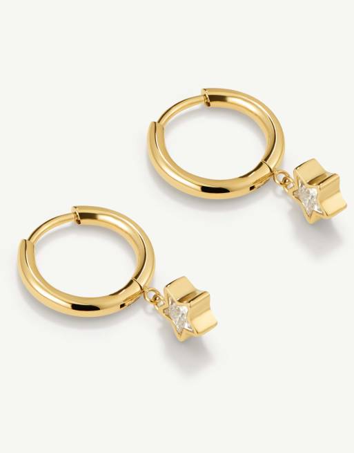 D. LOUISE Waterproof bezel star huggie earrings – tarnish-free in gold, 2 of 5