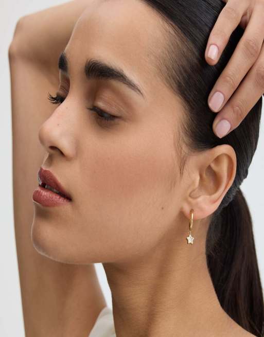 D. LOUISE Waterproof bezel star huggie earrings – tarnish-free in gold, 4 of 5