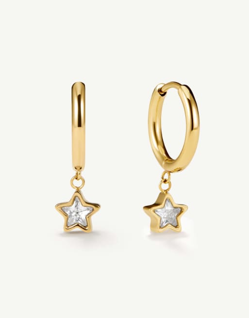 D. LOUISE Waterproof bezel star huggie earrings – tarnish-free in gold, 5 of 5