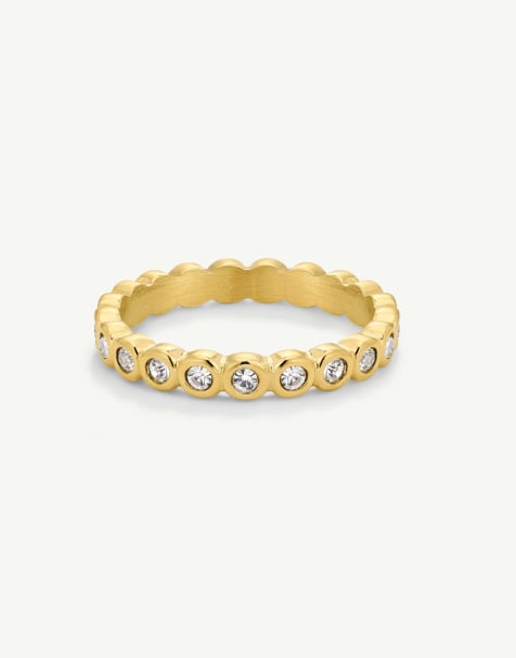 D. LOUISE Waterproof bezel tennis ring – tarnish-free in gold - view 1