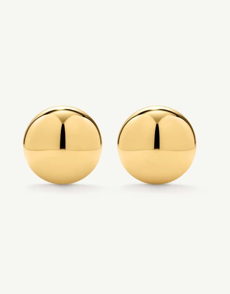 D. LOUISE Waterproof bold bauble studs – tarnish-free in gold - view 1