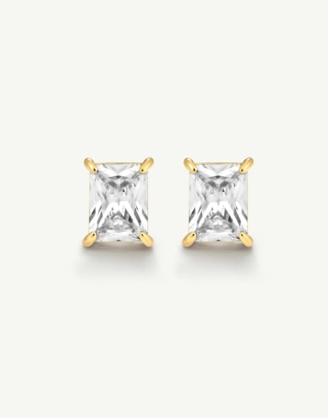 D. LOUISE Waterproof bold emerald solitaire earrings 2.5 ct – tarnish-free in gold - view 1