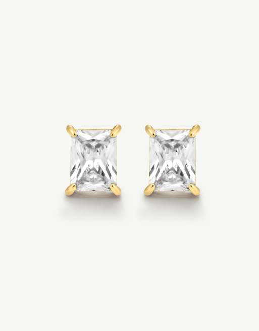 D. LOUISE Waterproof bold emerald solitaire earrings 2.5 ct – tarnish-free in gold, 5 of 5