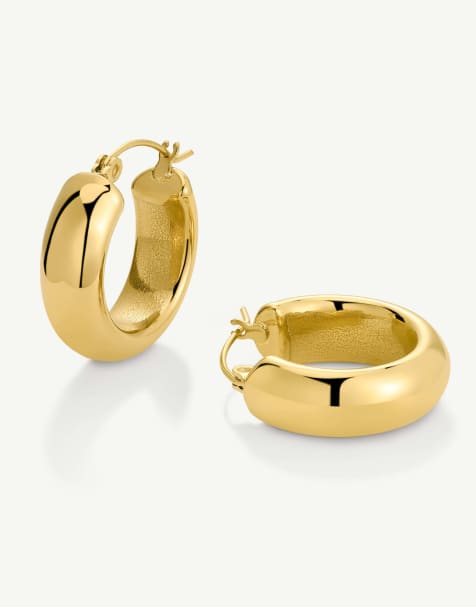 D. LOUISE Waterproof bold hoop earrings – tarnish-free in gold - view 1
