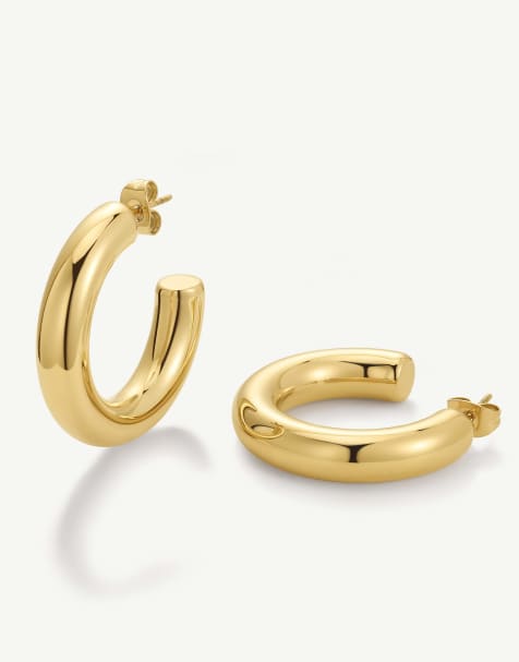 D. LOUISE Waterproof bold lucky hoops – tarnish-free in gold - view 1