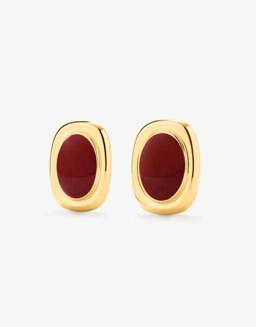 D. LOUISE Waterproof bold oval statement earrings in red – tarnish-free in red, 3 of 4