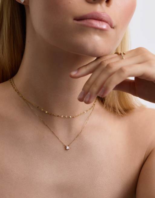 D. LOUISE Waterproof bridal asscher cut solitaire necklace – tarnish-free in gold, 4 of 4