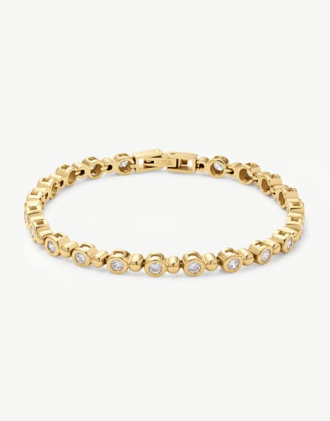D. LOUISE Waterproof bridal beaded tennis bracelet – tarnish-free in gold - view 1