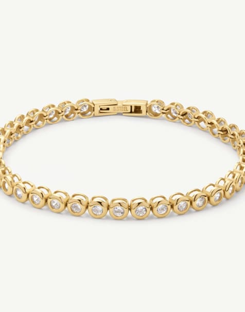 D. LOUISE Waterproof bridal bezel tennis bracelet – tarnish-free in gold - view 1