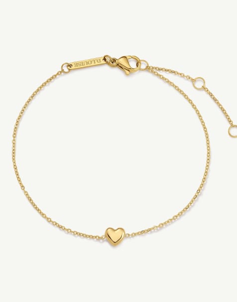 D. LOUISE Waterproof bridal dainty mini heart bracelet – tarnish-free in gold - view 1