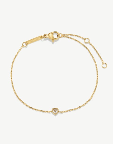 D. LOUISE Waterproof bridal heart stone bracelet – tarnish-free in gold - view 1