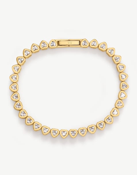 D. LOUISE Waterproof bridal heart tennis bracelet – tarnish-free in gold - view 1