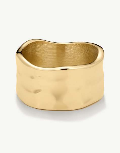 D. LOUISE Waterproof bridal textured band ring – tarnish-free in gold - view 1