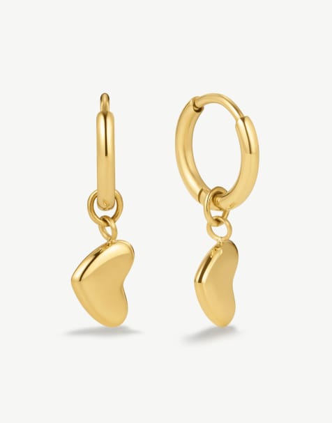 D. LOUISE Waterproof bubble heart huggies – tarnish-free in gold - view 1