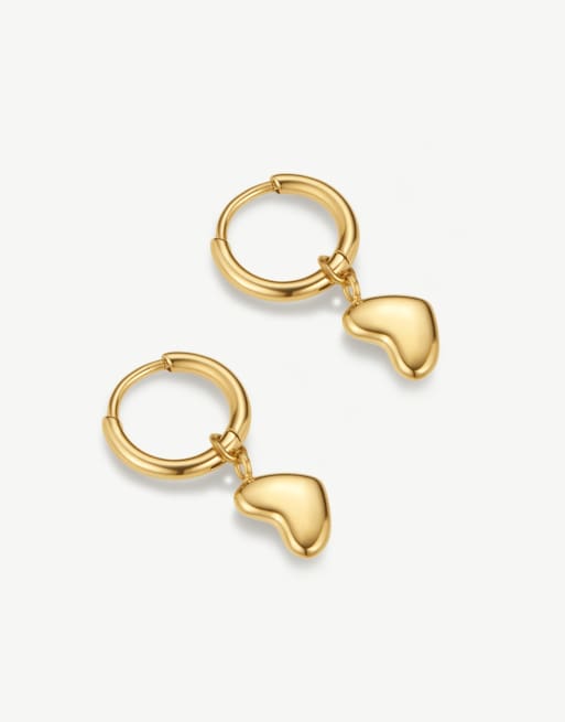 D. LOUISE Waterproof bubble heart huggies – tarnish-free in gold, 3 of 4
