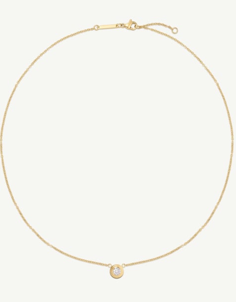 D. LOUISE Waterproof classic bezel diamond necklace – tarnish-free in gold - view 1
