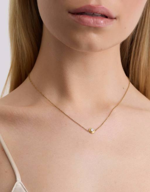 D. LOUISE Waterproof classic bezel diamond necklace – tarnish-free in gold, 3 of 4