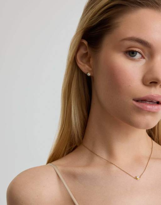 D. LOUISE Waterproof classic bezel diamond necklace – tarnish-free in gold, 4 of 4