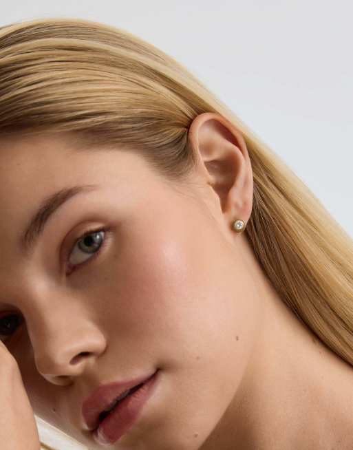 D. LOUISE Waterproof classic bezel diamond studs – tarnish-free in gold, 4 of 4