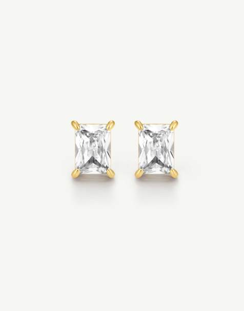 D. LOUISE Waterproof classic emerald solitaire earrings 1.25 ct – tarnish-free in gold - view 1