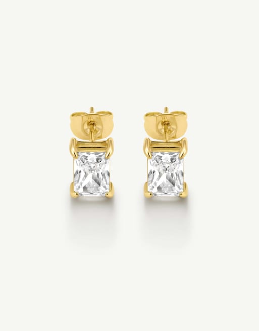 D. LOUISE Waterproof classic emerald solitaire earrings 1.25 ct – tarnish-free in gold, 2 of 5