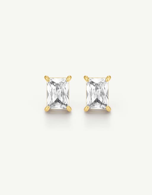 D. LOUISE Waterproof classic emerald solitaire earrings 1.25 ct – tarnish-free in gold, 5 of 5